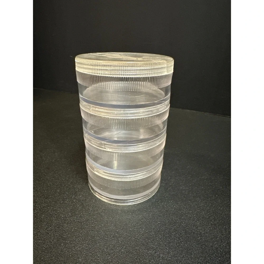 Vintage Clear Plastic Stackable Storage Container – 4 Tier Screw-Lid ~4.25